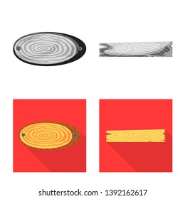 Vector illustration of raw  and forest  symbol. Collection of raw  and hardwood vector icon for stock.