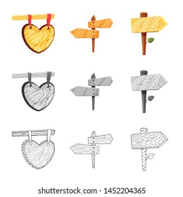 Vector illustration of raw and forest symbol. Set of raw and hardwood stock vector illustration.