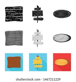 Vector illustration of raw and forest symbol. Collection of raw and hardwood vector icon for stock.