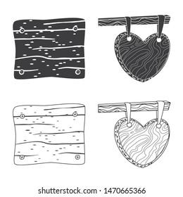 Vector illustration of raw and forest symbol. Collection of raw and hardwood stock symbol for web.