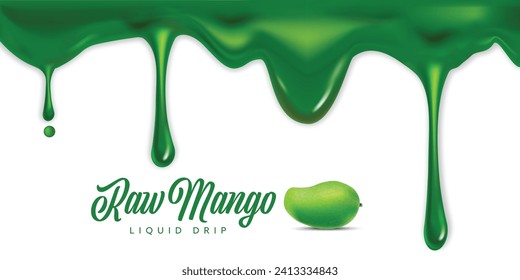 ilustración vectorial del goteo líquido de mango verde crudo