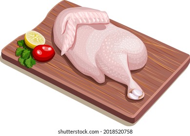 Vector illustration of Raw half chicken with skin