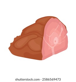 Vector illustration of raw meat in cartoon flat style. Butchery food set elements in flat graphic design. Collection of raw slices of beef, lamb, pork, steak, bacon. Fresh meat product