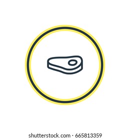 Vector Illustration Of Raw Meat Outline. Beautiful Eating Element Also Can Be Used As Sirloin  Element.