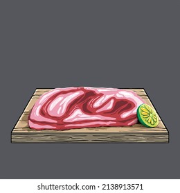 vector illustration of a raw steak meat 