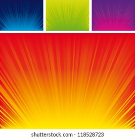 Vector illustration of rays abstract background set