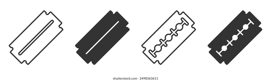 Vector illustration of razor blade icons in a minimalist and modern style in black and white.