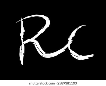 vector illustration RC initial signature logo. Hand drawn calligraphy letter CR