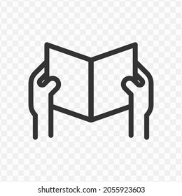 Vector illustration of read a book icon in dark color and transparent background(png).