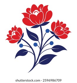 vector illustration of read flowers decorative.