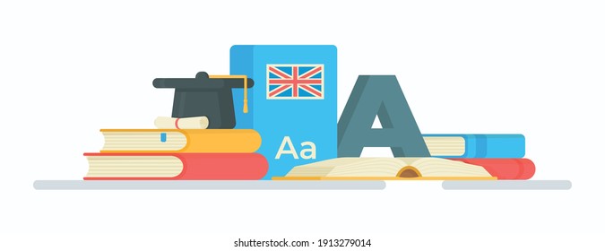 Vector illustration of reading a foreign language.