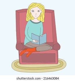 Vector illustration with reading girl