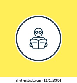 Vector illustration of reading icon line. Beautiful hobby element also can be used as studying icon element.