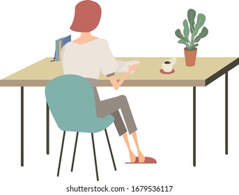 Vector illustration of a reading man. Side job, job, study, qualification.