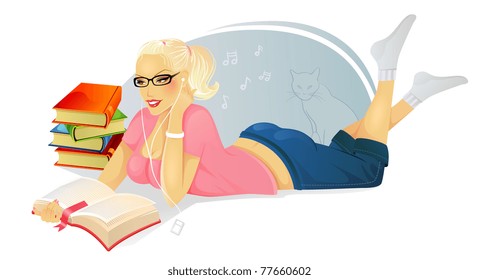 Vector illustration of Reading woman