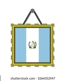 vector illustration real 3d guatemala flag in gold frame glass on white background