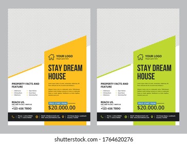 Vektorgrafik, eine Flyer-Vorlage für Immobilien kann für alle Ihre Bedürfnisse verwendet werden, geeignet für alle Immobiliengeschäfte.
