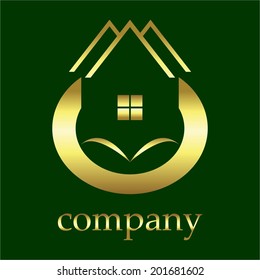 Vector illustration of Real estate, green background