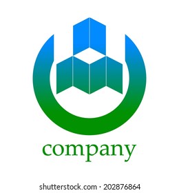Vector illustration of Real estate, green - blue