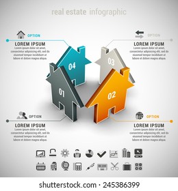 Vector illustration of real estate infographic made of houses.