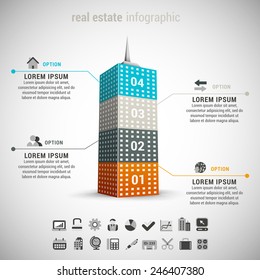 Vector Illustration Of Real Estate Infographic Made Of Building. 