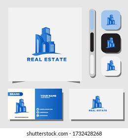 ilustración vectorial del logotipo inmobiliario con tarjeta de visita y diseño de icono adecuado para su identidad de logotipo de marca