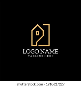 Vector illustration of real estate logo icon. Logo combination of P and J letters. Simple and creative logo, isolated on white background. Eps