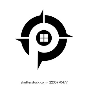 A vector illustration of Real Estate Monogram Logo Initial Letter P in white background