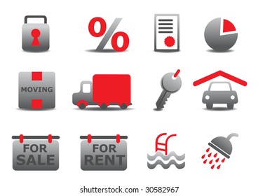 Vector illustration of real estate and moving icons set.You can use it for your website, application or presentation