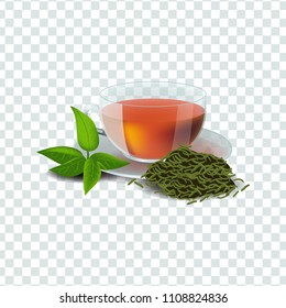 Vector illustration in realism style about green or herbal tea