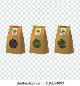 Vector illustration in realism style with tea packaging