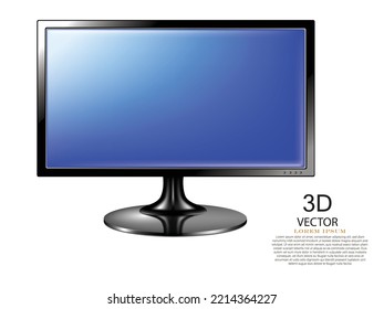 vector illustration realistic 3D blue screen monitor design template on the white background.