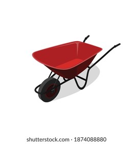 Ilustración vectorial del modelo 3d realista de Wheel Barrow.Isometric View.