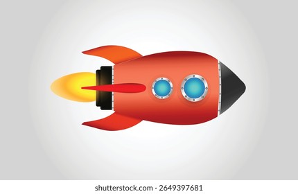 Vector illustration of realistic 3D rocket space ship launch isolated on transparent background. Space exploration. Art design startup creative idea. Abstract concept graphic element