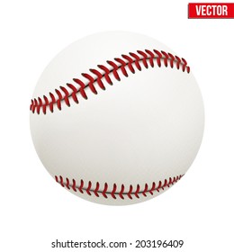Vector illustration of realistic baseball leather ball. Isolated on white background.