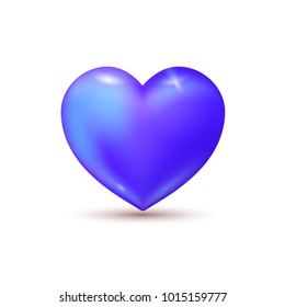 Vector illustration of realistic blue heart. Valentine's day design