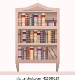 Vector illustration of realistic bookshelf. Vector element for your creativity