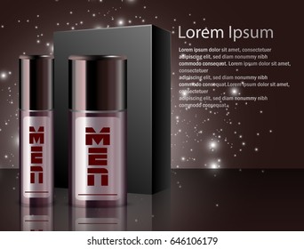 Vector illustration of  Realistic bottles spray with package box