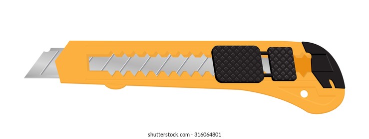 Vector illustration of realistic box cutter knife isolated on white background