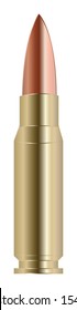 vector illustration of realistic bullet. Isolation over white background. War munition.