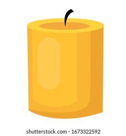 Vector illustration of a realistic candle isolated on a white background. Stock illustration of an extinct candle. Illustration of a thick yellow candle.
