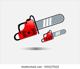 Vector illustration realistic chainsaw. Petrol chain saw. Professional instrument, working tool. Chainsaw icon