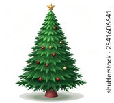 Vector illustration Realistic christmas tree. Vector 3d sprice, fir evergreen tree for merry cristmas, happy new year decoration design. Xmas symbol. on white back