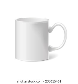 Vector illustration of realistic classic white cup
