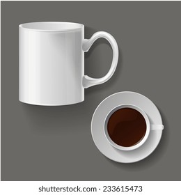 Vector illustration of realistic classic white cup
