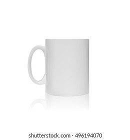 Vector illustration of realistic classic white cup with a light reflecting mirror.