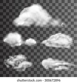 Vector Illustration of Realistic Cloud Set for Design, Website, Background, Banner. Isolated Weather Element Template for Sky  clipart