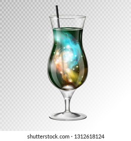 Vector illustration of realistic cocktail tequila sunsire glass with space background inside