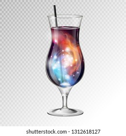 Vector illustration of realistic cocktail tequila sunsire glass with space background inside