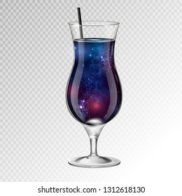 Vector illustration of realistic cocktail tequila sunsire glass with space background inside